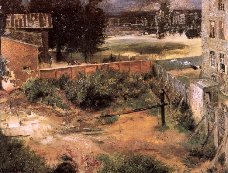 Adolph von Menzel Rear of House and Backyard Norge oil painting art